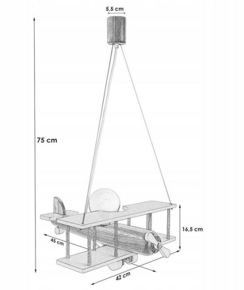 Lampa wisząca Samolot duży szaro-naturalny