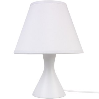 LAMPA STOŁOWA BIAŁA LJUSKA, NOCNA, DREWNIANA, E14, MINIMALISTYCZNA, DESIGN