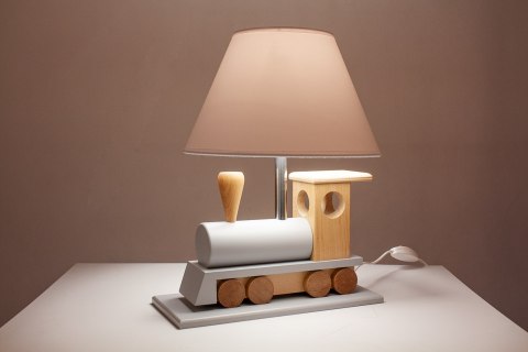 LAMPA LED NA BIURKO SKANDI, DLA DZIECKA, NOCNA, DREWNIANA, LOKOMOTYWA