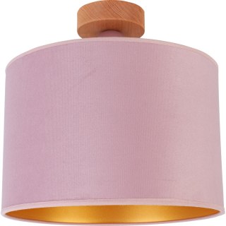 LAMPA WISZĄCA LAGOM, DREWNIANA, ABAŻUR WELUR, DO SALONU, JADALNI, E27, LED