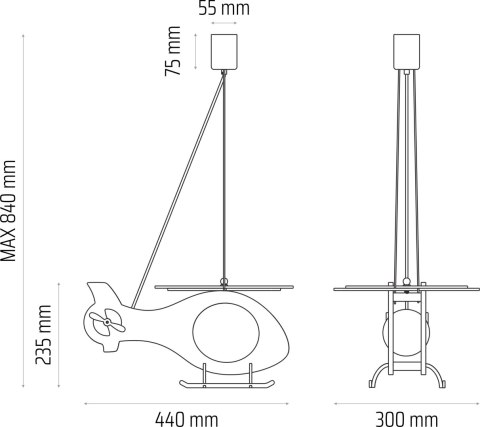 Lampa wisząca Helikopter szary