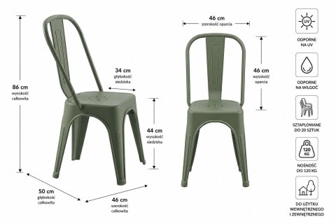Zestaw 2 Krzeseł TOWER PARIS PP UV ciemnozielone