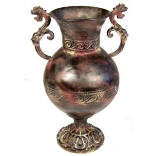 AMFORA METALOWA BELLISSIMA, BRĄZOWA, WAZON, METALOPLASTYKA, KUTA, 36X18 CM