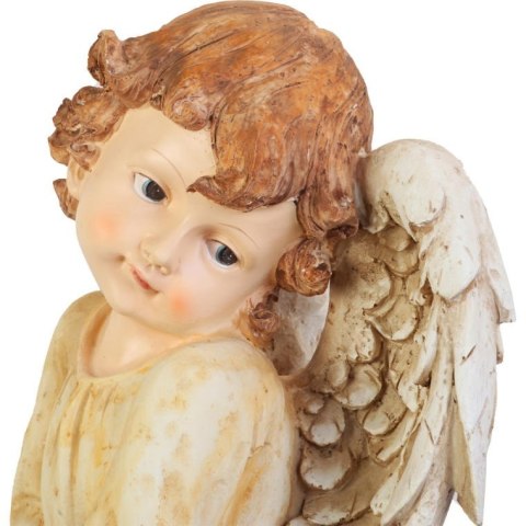 FIGURKA ANIOŁ CELESTE, KREMOWY, NA KULI, 47 CM, OGRODOWA, POLIREZYN, DOM