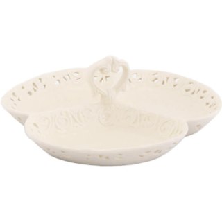 Biała Ceramiczna Patera z Uchwytem i Przegrodami