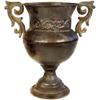 AMFORA BELLATRIX, METALOPLASTYKA, BRĄZOWA, DEKORACYJNA, KUTA, 32X28 CM