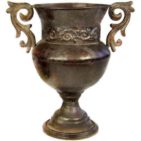 AMFORA BELLATRIX, METALOPLASTYKA, BRĄZOWA, DEKORACYJNA, KUTA, 32X28 CM