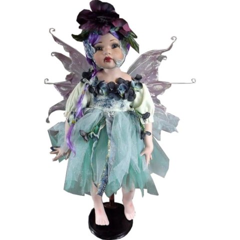 LALKA ELF FÉERIE, NIEBIESKA, 60 CM, CERAMIKA, DEKORACJA, STOJĄCA, PREZENT