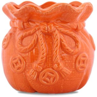 Ceramiczny Wazon-Skarbonka Sakiewka w Kolorze Pomarańczowym