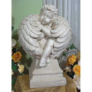 ANIOŁ FIGURKA ŚPIĄCY SERAPHINA, DUŻY 57CM, KREMOWY, DEKORACJA DO SALONU
