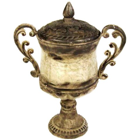 DZBAN BELLAGIO, METALOPLASTYKA, KREMOWO-BRĄZOWY, WAZON, OZDOBA, 37X17 CM
