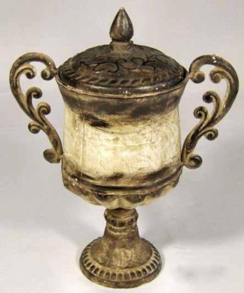 DZBAN BELLAGIO, METALOPLASTYKA, KREMOWO-BRĄZOWY, WAZON, OZDOBA, 37X17 CM