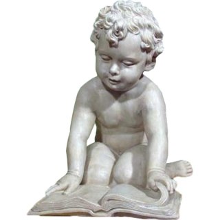 Klęczący anioł z książką w kolorze białym 36x28x33 cm