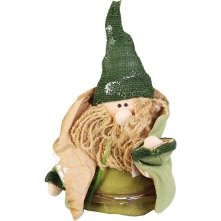 Mikołaj świąteczny z naturalnych materiałów w kolorze zielonym 27 cm