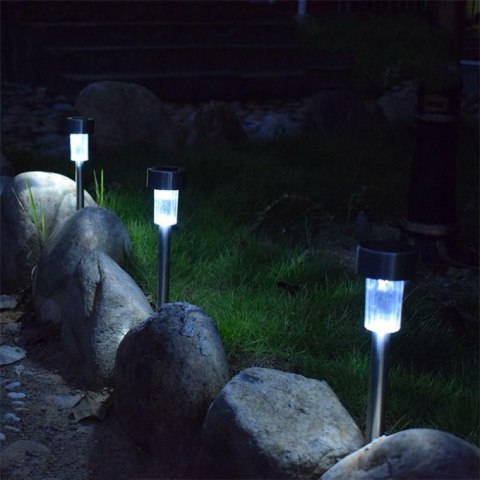 Słoneczny Słupek Oświetleniowy z Czujnikiem Zmierzchu - Biała Dioda LED, 31 cm