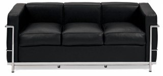 Sofa trzyosobowa Kubik czarna skóra TP ( Rozmiar: uniwersalny )