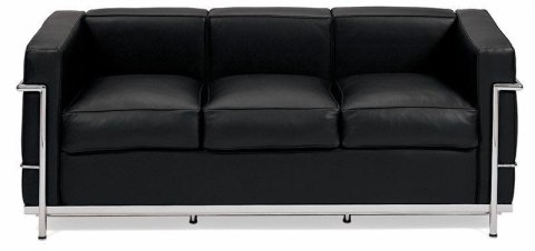Sofa trzyosobowa Kubik czarna skóra TP ( Rozmiar: uniwersalny )