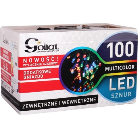 Stabilne Lampki Świąteczne 100 LED z Dodatkowym Gniazdem i Timerem - Kolor Zimny Biały, Wodoodporne, do Użycia Wewnętrzny i Zewn