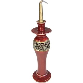 Świąteczny Ceramiczny Świecznik Bordo o Wysokości 34 cm i Średnicy 12 cm