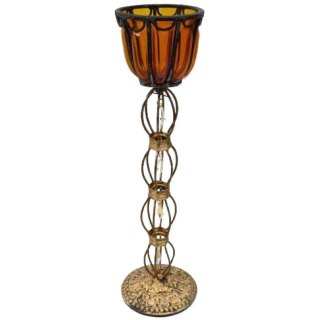 Świecznik stojący wykonany z metaloplastyki i szkła 44x11 cm