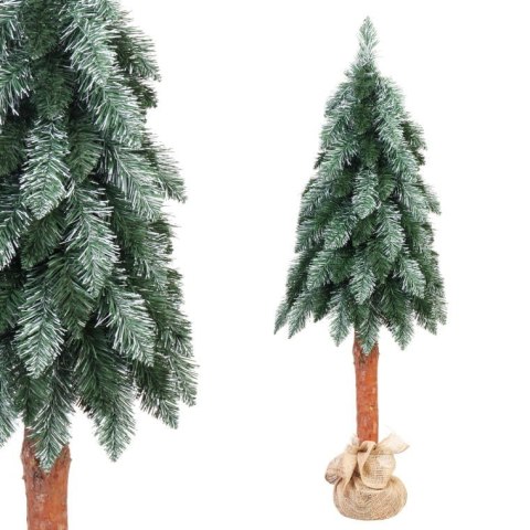 Sztuczna Choinka Marcinek na Naturalnym Pniu - Polski Produkt, Wys. 120 cm, Kolor Zielono-biały, Gotowa do Rozłożenia, Świeża z 