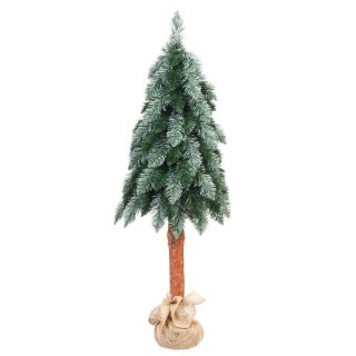 Sztuczna Choinka Marcinek na Naturalnym Pniu - Polski Produkt, Wys. 120 cm, Kolor Zielono-biały, Gotowa do Rozłożenia, Świeża z 