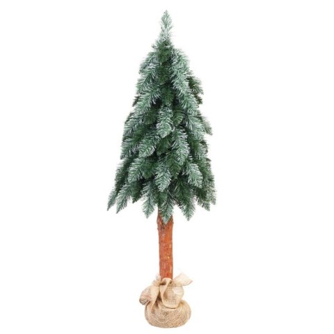 Sztuczna Choinka Marcinek na Naturalnym Pniu - Polski Produkt, Wys. 120 cm, Kolor Zielono-biały, Gotowa do Rozłożenia, Świeża z 