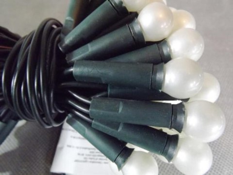 Białe Lampki Choinkowe w Kształcie Perłowych Kulek 100L, 220V-240V, 6m Długości, Zasilanie Sieciowe