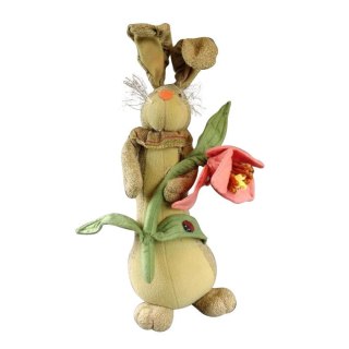 ZAJĄC BEL FIORE, BRĄZOWY Z KWIATKIEM, DUŻY 55CM, FIGURKA, OZDOBA, WIELKANOC