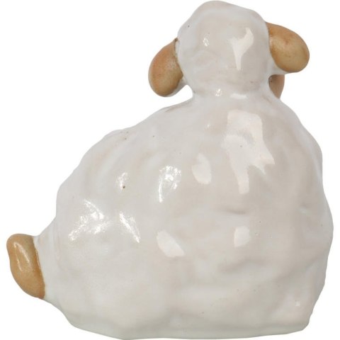 Elegancka Ceramiczna Figurka Wielkanocnego Baranka Biało-Kremowa.