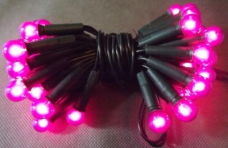 Komplet 50 Fioletowych Perłowych Lamp Kulistych na Zielonym Kablu 3m 220V-240V do Użytku Wewnętrznego