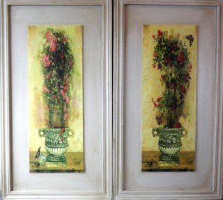 Obraz kompozycja kwiatów w donicy 1 w rozmiarze 30 x 56 cm