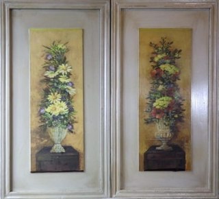 Obraz wysoka kompozycja kwiatów w donicy 1 w rozmiarze 30 x 56 cm