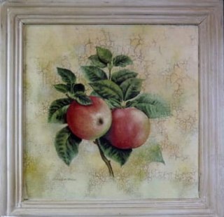Obraz z Serii Gałązki Owocowe - Jabłka, Efekt Postarzania 41x41cm
