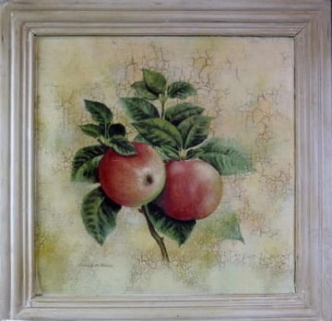 Obraz z Serii Gałązki Owocowe - Jabłka, Efekt Postarzania 41x41cm