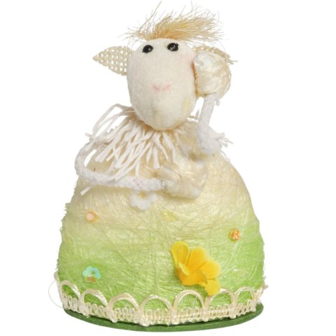 Owieczka z sizalu Baranek stojący dekoracja wielkanocna 15 cm zielony