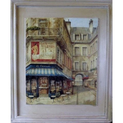 Postarzany Obraz Kamienicy Paryskiej 41x49 cm - Część 1 z Serii