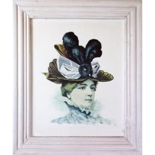 Postarzany Obraz Kobiety w Oliwkowym Kapeluszu 32 x 38 cm - Część Serii
