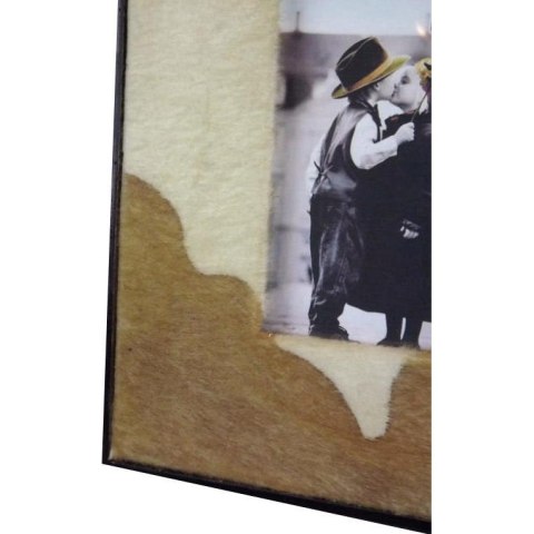 Ramka na zdjęcie zdobiona skórą biało-brązowa 30x25 cm