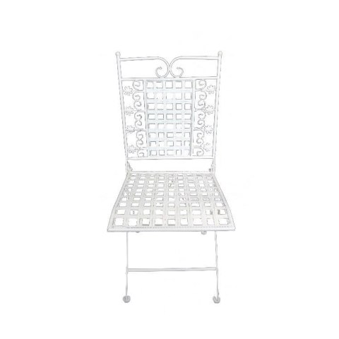 Składane Krzesło z Metaloplastyki w Stylu Prowansalskim Koloru Kremowego 90x38cm