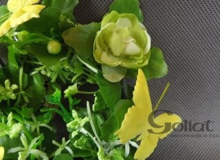 Stroik na świecę Zielony Ogród z żółtymi motylkami, średnica 8cm, Wysokość 15cm