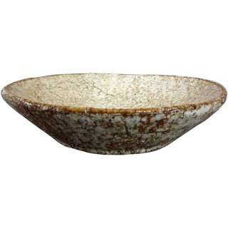 Talerz Dekoracyjny Kamienny Popękany w Prążki Kremowy 30x8cm