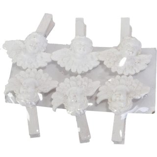 Białe Klamrki z Figurkami Aniołów 4.5 cm - Zestaw 6 sztuk