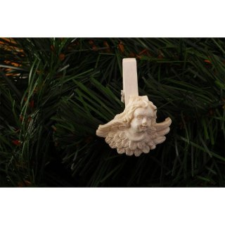 Białe Klamrki z Figurkami Aniołów 4.5 cm - Zestaw 6 sztuk