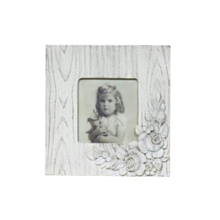 Drewniana kwadratowa ramka na zdjęcia z wypukłym dekorem 13,2x13,2 cm