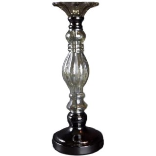 ŚWIECZNIK STOJĄCY BELLISSIMA, 38 CM, SZKLANY, BRĄZOWY, METALOWY, ELEGANCKI