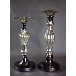 ŚWIECZNIK STOJĄCY BELLISSIMA, 38 CM, SZKLANY, BRĄZOWY, METALOWY, ELEGANCKI