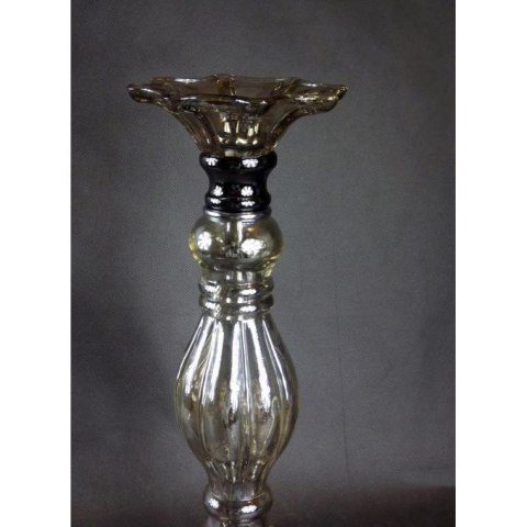 ŚWIECZNIK STOJĄCY BELLISSIMA, 38 CM, SZKLANY, BRĄZOWY, METALOWY, ELEGANCKI
