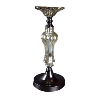 ŚWIECZNIK STOJĄCY LUMINA, SZKLANY, METAL BRĄZ, LUSTRZANY, 14X34 CM, SALON