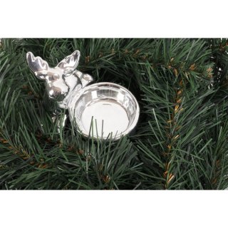 Srebrny Ceramiczny Świecznik na Świeczkę Tealight z Reniferem o Wymiary 7.5x8.5 cm